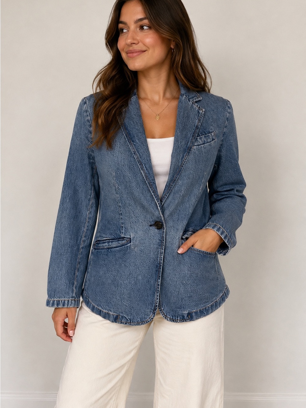 Lauren Ralph Lauren Blue Denim Blazer Jacket